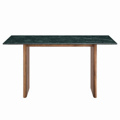Amistad 60 Inch Marble Dining Table by Modway - Walnut Green Marble