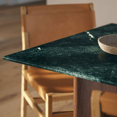 Amistad 60 Inch Marble Dining Table by Modway - Walnut Green Marble