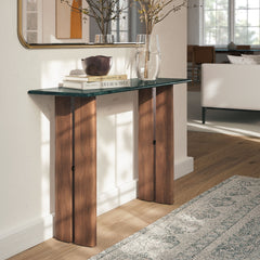 Amistad 46 Inch Marble Console Table by Modway - Walnut Green Marble