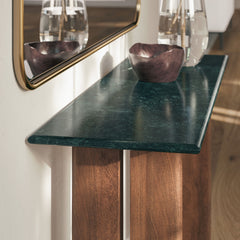 Amistad 46 Inch Marble Console Table by Modway - Walnut Green Marble