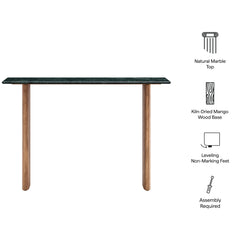 Amistad 46 Inch Marble Console Table by Modway - Walnut Green Marble
