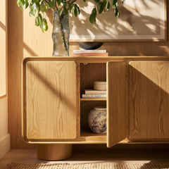 Lumo 4-Door Curved Wood Accent Cabinet by Modway - Oak