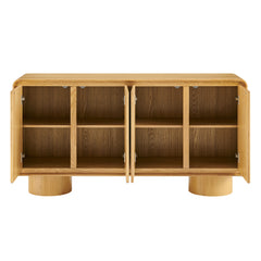 Lumo 4-Door Curved Wood Accent Cabinet by Modway - Oak