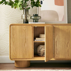 Lumo 4-Door Curved Wood Accent Cabinet by Modway - Oak