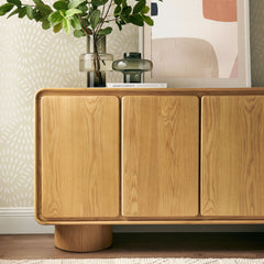 Lumo 4-Door Curved Wood Accent Cabinet by Modway - Oak