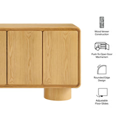 Lumo 4-Door Curved Wood Accent Cabinet by Modway - Oak