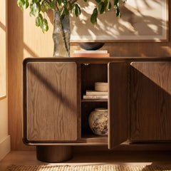 Lumo 4-Door Curved Wood Accent Cabinet by Modway - Walnut
