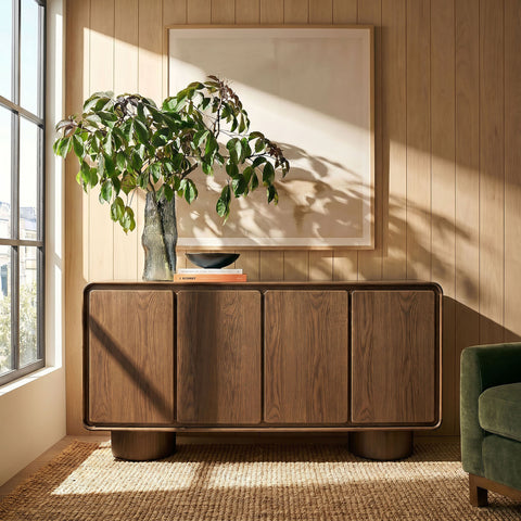 Lumo 4-Door Curved Wood Accent Cabinet by Modway - Walnut