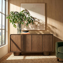Lumo 4-Door Curved Wood Accent Cabinet by Modway - Walnut