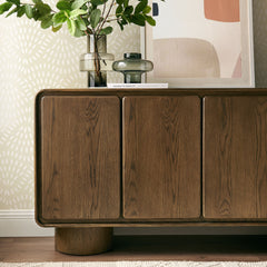 Lumo 4-Door Curved Wood Accent Cabinet by Modway - Walnut