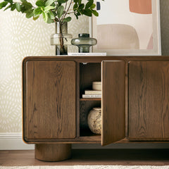 Lumo 4-Door Curved Wood Accent Cabinet by Modway - Walnut