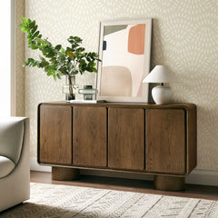 Lumo 4-Door Curved Wood Accent Cabinet by Modway - Walnut