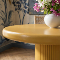 Belmonte 45 Inch Painted Wood Round Pedestal Dining Table by Modway - Mustard