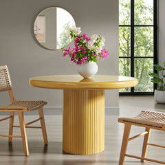 Belmonte 45 Inch Painted Wood Round Pedestal Dining Table by Modway - Mustard