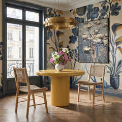 Belmonte 45 Inch Painted Wood Round Pedestal Dining Table by Modway - Mustard