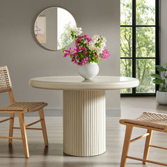 Belmonte 45 Inch Painted Wood Round Pedestal Dining Table by Modway - Putty