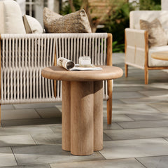 Tori 20 Inch Round Indoor and Outdoor Patio Side Table by Modway - Oak