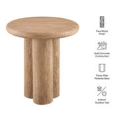 Tori 20 Inch Round Indoor and Outdoor Patio Side Table by Modway - Oak
