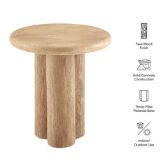 Tori 20 Inch Round Indoor and Outdoor Patio Side Table by Modway - Travertine