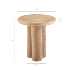 Tori 20 Inch Round Indoor and Outdoor Patio Side Table by Modway - Travertine