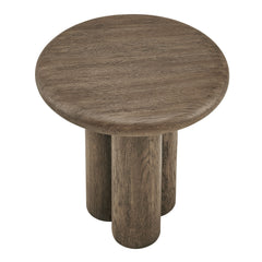 Tori 20 Inch Round Indoor and Outdoor Patio Side Table by Modway - Weathered Walnut