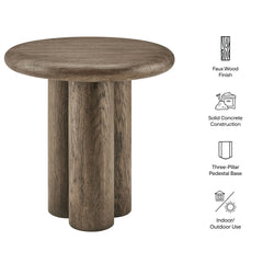 Tori 20 Inch Round Indoor and Outdoor Patio Side Table by Modway - Weathered Walnut