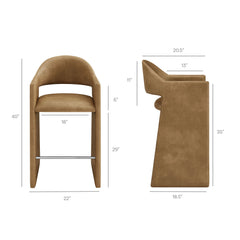 Talia 41 Inch Vegan Leather Bar Stool by Modway - Toast