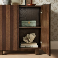 Kline 2-Door Striped Accent Cabinet by Modway - Dark Walnut Stripe