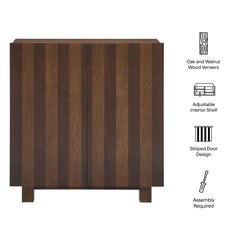 Kline 2-Door Striped Accent Cabinet by Modway - Dark Walnut Stripe