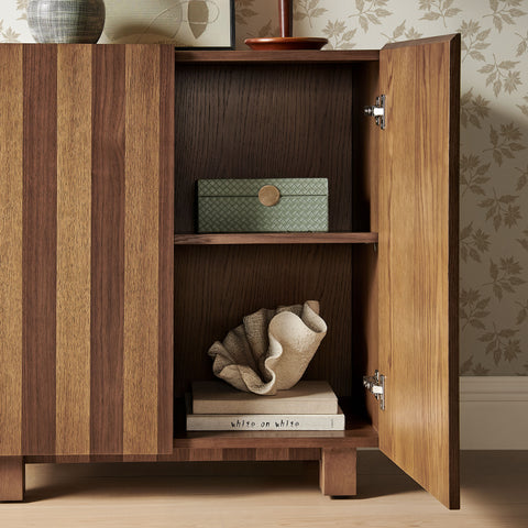 Kline 2-Door Striped Accent Cabinet by Modway - Oak Walnut Stripe