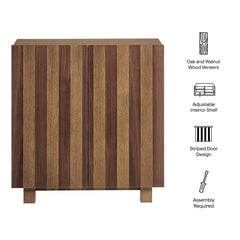 Kline 2-Door Striped Accent Cabinet by Modway - Oak Walnut Stripe