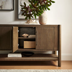 Taschen 4-Door Wood Sideboard Cabinet by Modway - Walnut Brown