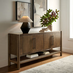 Taschen 4-Door Wood Sideboard Cabinet by Modway - Walnut Brown