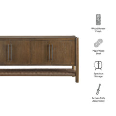 Taschen 4-Door Wood Sideboard Cabinet by Modway - Walnut Brown