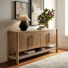 Taschen 4-Door Wood Sideboard Cabinet by Modway - Weathered Oak Natural