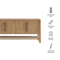 Taschen 4-Door Wood Sideboard Cabinet by Modway - Weathered Oak Natural