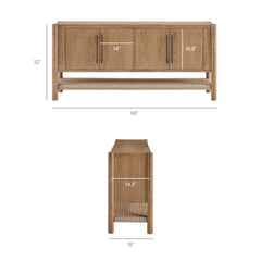 Taschen 4-Door Wood Sideboard Cabinet by Modway - Weathered Oak Natural