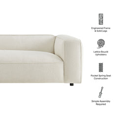 Auren 88 Inch Lattice Bouclé Upholstered Sofa by Modway - Cream