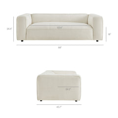 Auren 88 Inch Lattice Bouclé Upholstered Sofa by Modway - Cream