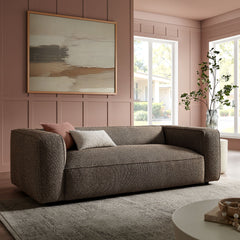 Auren 88 Inch Lattice Bouclé Upholstered Sofa by Modway - Earth