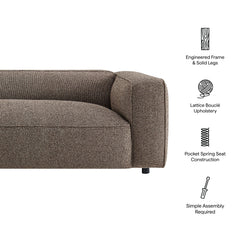 Auren 88 Inch Lattice Bouclé Upholstered Sofa by Modway - Earth