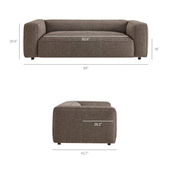 Auren 88 Inch Lattice Bouclé Upholstered Sofa by Modway - Earth