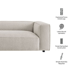 Auren 88 Inch Lattice Bouclé Upholstered Sofa by Modway - Fog