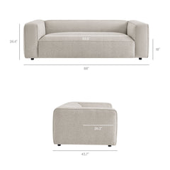 Auren 88 Inch Lattice Bouclé Upholstered Sofa by Modway - Fog
