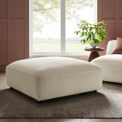 Auren Lattice Bouclé Upholstered Ottoman by Modway - Cream
