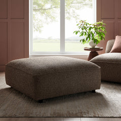 Auren Lattice Bouclé Upholstered Ottoman by Modway - Earth