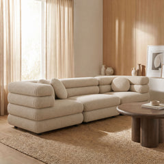 Jubilee 3-Piece Upholstered 3-Piece Modular Sofa Set by Modway - Linen
