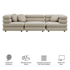 Jubilee 3-Piece Upholstered 3-Piece Modular Sofa Set by Modway - Linen