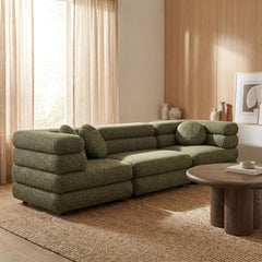Jubilee 3-Piece Upholstered 3-Piece Modular Sofa Set by Modway - Olive