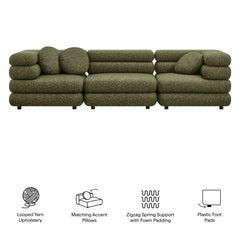 Jubilee 3-Piece Upholstered 3-Piece Modular Sofa Set by Modway - Olive